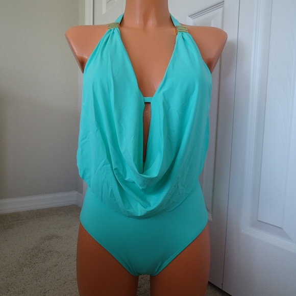 Bar III Other - Bar III NWT One Piece Aqua Maillot Swimsuit Size M
